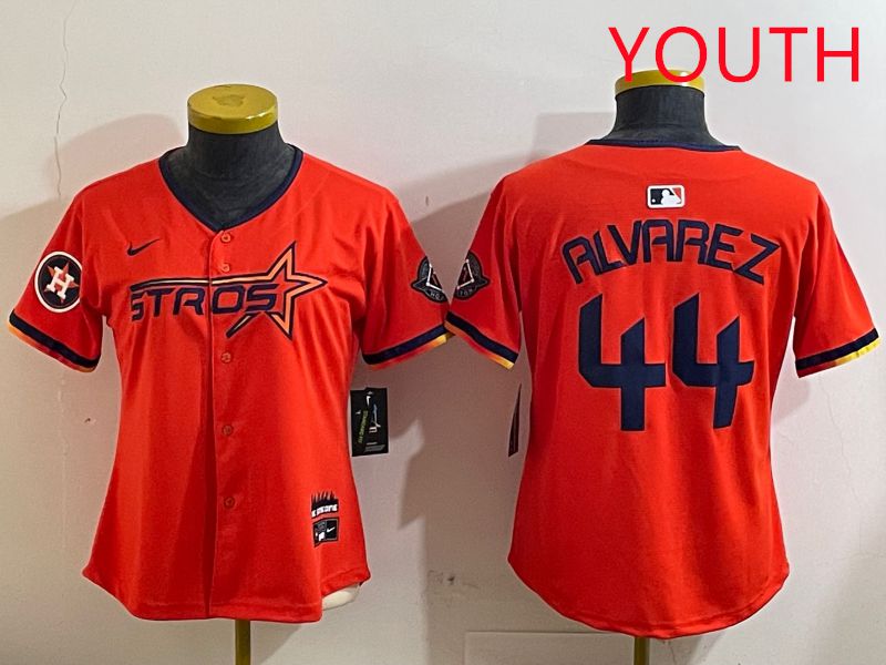 Youth Houston Astros #44 Alvarez Orange Three generations Joint Name 2025 Nike MLB Jersey style 4125->youth mlb jersey->Youth Jersey